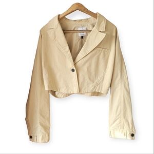 NWT Zara Cropped Trench Coat Jacket in Sand Yellow Beige size large
